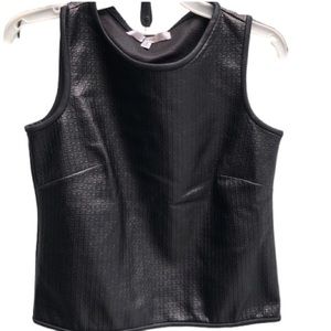 Studio M size medium Black vegan leather sleeveless top dress up or down NWT